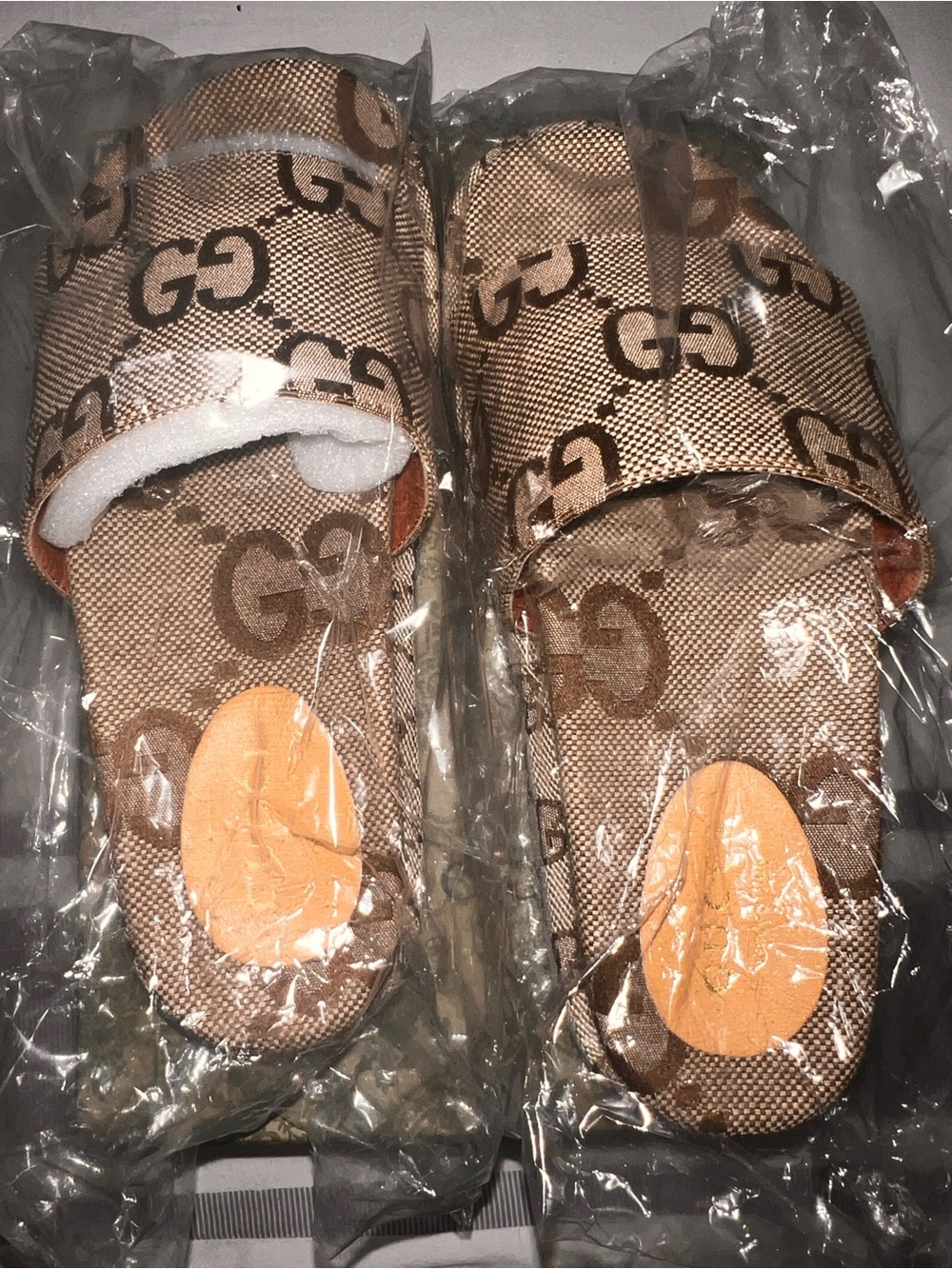 Tan Patterned Slip-On Platform Sandals - Picture 4 of 6